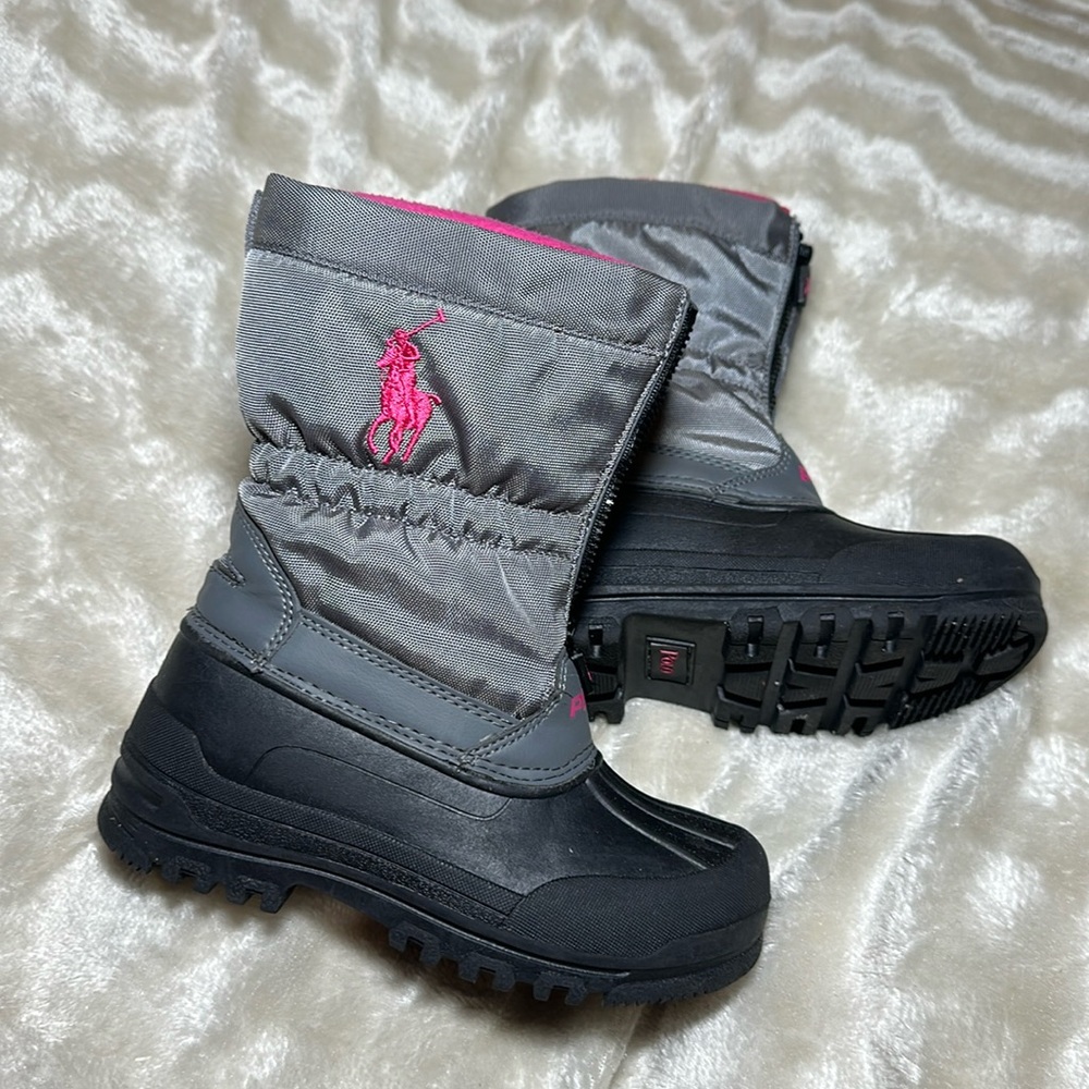 Polo winter snow boots waterproof snowshoes kids black gray pink warm girls